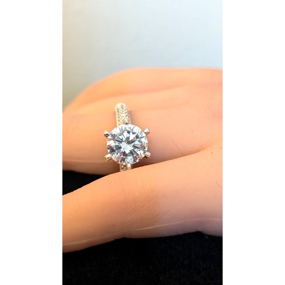 6 Prong Round Cut CZ Engagement Ring in 925 Sterling Silver Size 11